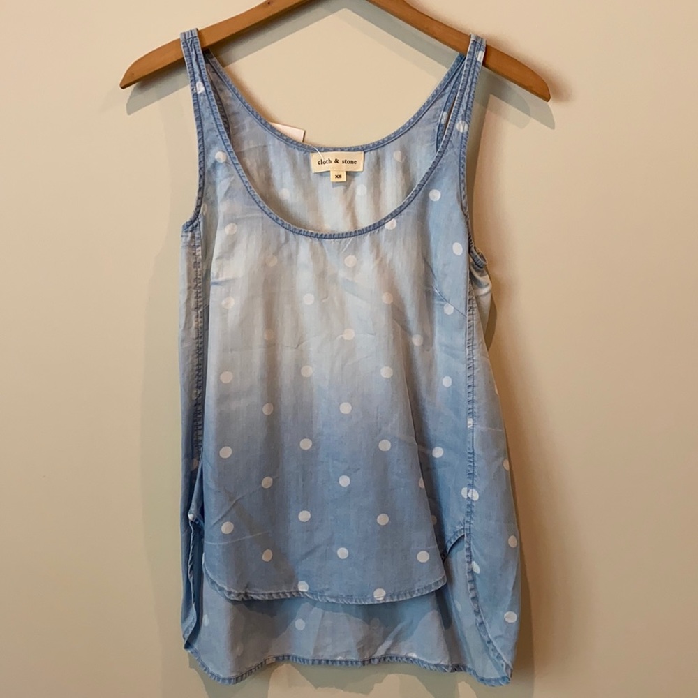 NWT Cloth & Stone brand denim polka dot tank top